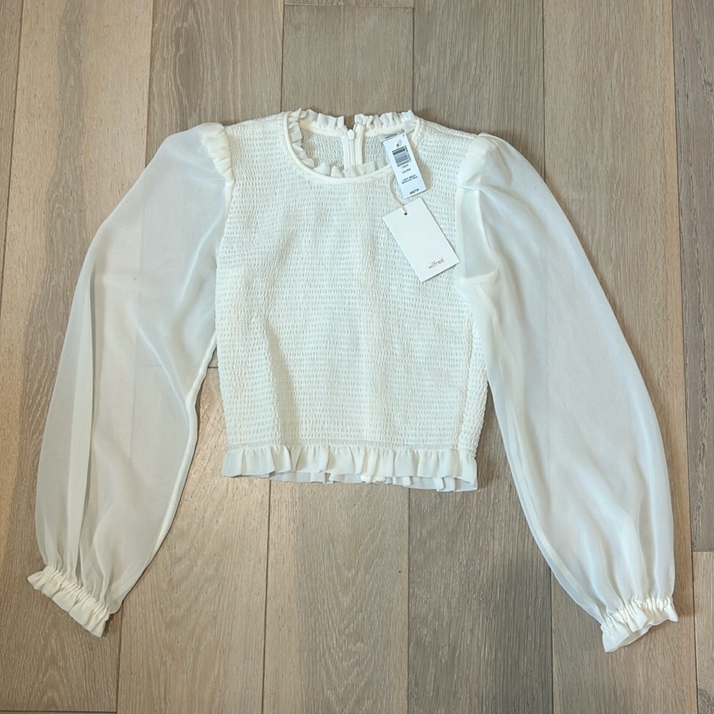 Aritzia Wilfred Blouse Top in White XS